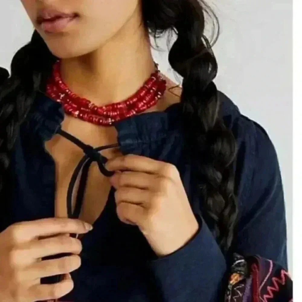 NWT - Free People Poppy Embroidered Indigo Crop Top SIZE: M - Picture 3 of 9